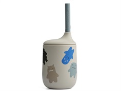 Liewood monster/mist silicone kids' cup with straw Ellis